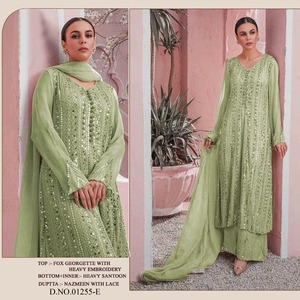 Nouveau Design Evergreen Faux Georgette broderie lourde travail Salwar Kameez avec dupata indien exportateur et fournisseur - Product Image 5