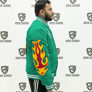 Chaqueta de invierno deportiva de equipo Letterman de alta calidad para hombres de talla grande Lona de estilo callejero con cuello levantado - Product Image 3