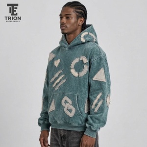 Sudadera con capucha para hombre, estilo acid wash, con bordado, combina textura vintage, comodidad y bordados detallados para un look casual moderno. - Product Image 2