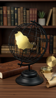 Globo Terráqueo Giratorio de Alambre Hecho a Mano, Ecológico y Duradero, Estilo Art Deco, Mapa de Arabia Saudita, Hierro con Recubrimiento de Polvo Negro, Latón Cepillado