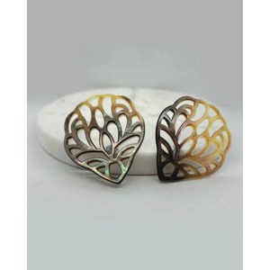 Tapas de cuentas de filigrana con diseño de ala de mariposa, nácar negro - Product Image 6