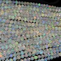 Perles Rondes Lisses en Opale Éthiopienne Naturelle 4-6mm, Fil de Pierres Précieuses en Gros, Perles Libres pour la Fabrication de Bijoux, Tendance 2026
