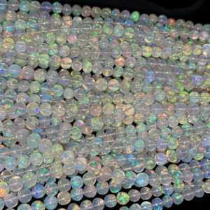 Cuentas redondas lisas de ópalo etíope Natural, hebra de piedras preciosas de 4-6mm, cuentas sueltas al por mayor para la fabricación de joyas, tendencia 2025 - Product Image 1