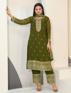 Salwar Kameez de Mujer Estilo Étnico Indio de Bollywood, en Georgette Sintética Pesada, con Bordado y Lentejuelas, para Fiestas, Ropa Pakistaní - Product Image 2