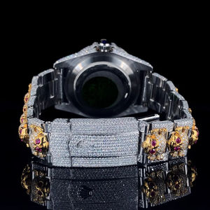 Meilleur cadeau de bijoux de mode, montre tendance sertie de diamants en moissanite VVS, montre glacée pour hommes, bracelet en acier inoxydable or blanc, nouvelle ère - Product Image 5