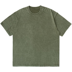 Tendance hommes Logo personnalisé imprimé surdimensionné t-shirt décontracté acide lavage Jersey 100% coton goutte épaule O cou T-Shirt pour hommes - Product Image 1