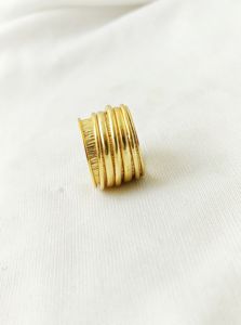 Gold Plated Adjustable <b>Statement</b> <b>Ring</b> | Handmade Textured Wide Band <b>Ring</b> for Women Jewelry Wholesale - Product Image 2