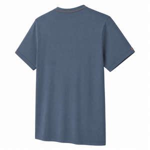 Camiseta de algodón azul pizarra personalizada con cuello en V y ribete en contraste, manga corta, lisa, informal, para hombre, ropa de verano, venta al por mayor - Product Image 4