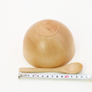 Factory Custom Reusable 100% Natural Salad <b>Soup</b> Rice Bowl Polished Mini Round Wooden Bowl with <b>Spoon</b> - Product Image 3