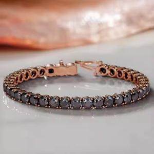 Boucle de diamant coupe ronde noire Bracelet en diamant cultivé en laboratoire Moissanite pour cadeau d'anniversaire et filles - Product Image 3