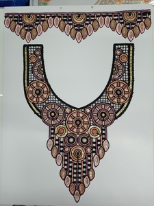 Patchs de cou en filet de dentelle gracieuse avec broderie de fil et de paillettes pour robes saris chemisier robes Kurti-pour vêtements de fantaisie - Product Image 3