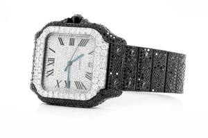 Estilo elegante Color blanco y negro VVS Moissanite Diamante Acero inoxidable Movimiento automático Reloj helado para hombres Mayorista - Product Image 2