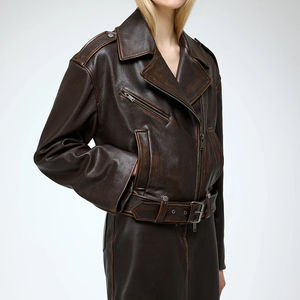 Veste en cuir d'hiver pour femme en cuir de veau imprimé imperméable respirant à séchage rapide avec fermeture éclair Design élégant Haute qualité - Product Image 4