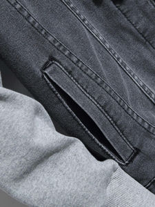 Veste en jean à capuche pour homme, fermeture boutonnée sur le devant, manches longues, fermeture éclair, jean vintage, entièrement personnalisable - Product Image 4