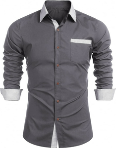 Camisa de Vestir para Hombre, de Secado Rápido, Transpirable, Lisa, Casual, de Negocios, Personalizada, con Bolsillo en el Pecho, Corte Entallado, Cuello Marinero - Product Image 6
