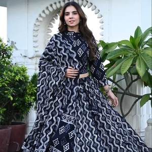 Modern Traditional Hand <b>Block</b> Cotton <b>Print</b> Lehenga Choli Set with Dupatta All Seasons Women's Wedding Party Wear Bulk Price - Product Image 1