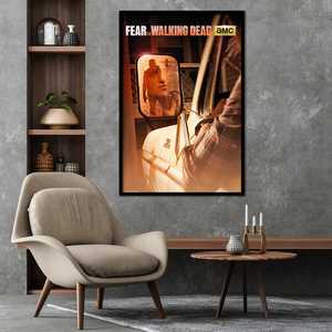 Affiche moderne « Fear the Walking Dead » : Zombie dans le rétroviseur – Tableau mural sur toile avec cadre noir - Product Image 1
