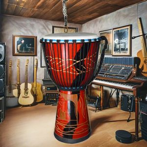 Tambor Djambe africano hecho a mano-Instrumento de percusión tradicional Cuerda Tuning B20 Bronce 41cm Diámetro Rendimiento profesional - Product Image 1