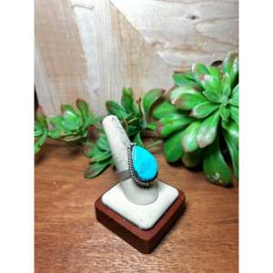 Zachariah David Blue Bird Turquoise & Sterling Silver <b>Adjustable</b> <b>Ring</b> Bezel Setting Inlay with Natural Gemstones Gift - Product Image 2