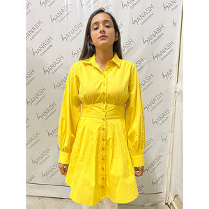 Chic marque femmes 100% coton couleur unie à manches longues chemise de haute qualité Style de fête fabricant indien tissé méthode de tissage - Product Image 1