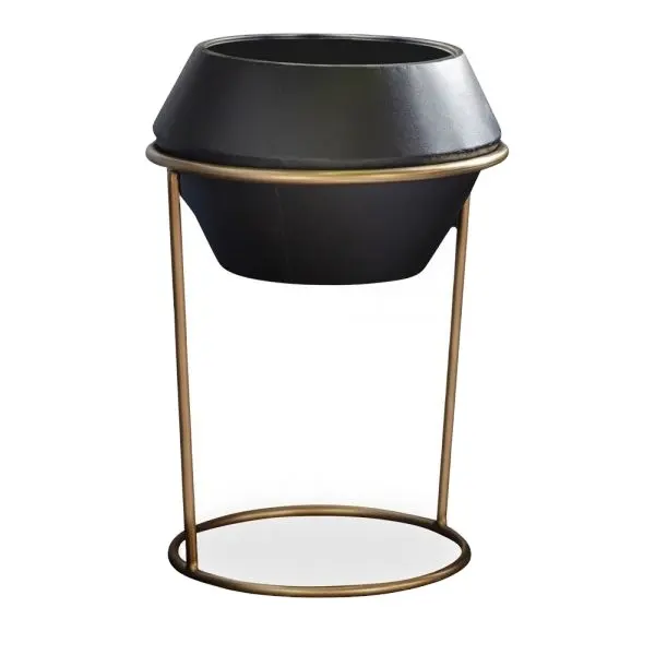 Most Premium Quality Pitcher Shape Metal Aluminium Pot Flower Planter With Gold Round Metal Pipe Stand For Home Decor