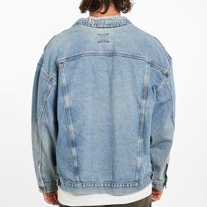 100 Cotton Washed Men Denim Jacket Oversized <b>Button</b> Front Vintage High Quality Casual Jacket for Men - Product Image 5