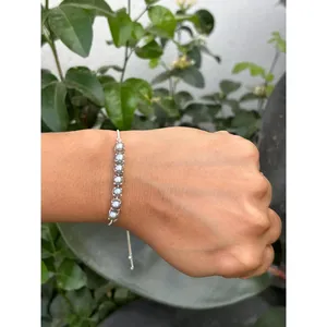 Pulsera de Perlas de Tahití Chapada en Oro de 14K, Platino y Rodio, Cadena de Plata 925, Corte Princesa, Patrón Floral, Oro Rosa, Religiosa - Product Image 2