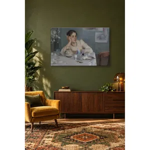 Fida, jeune femme réfléchissante à la table du petit-déjeuner, impression sur toile - Product Image 3