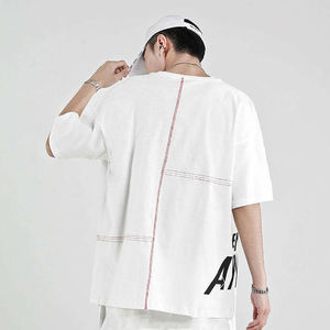 Streetwear de logo de sérigraphie bouffante personnalisée T-shirt pour hommes T-shirt vierge oversize à épaules tombantes T-shirt épais Boxy Fit pour hommes - Product Image 3