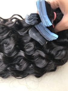 Cabello humano virgen sin procesar, cutícula sin procesar, línea de 24 pulgadas, cinta rizada Natural, extensión de cabello humano - Product Image 6