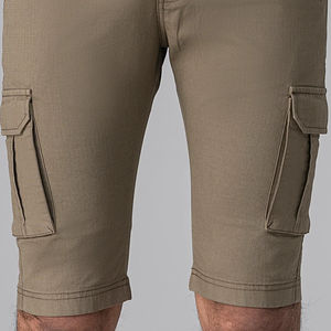 กางเกงขาสั้นผ้าแคนวาสสำหรับผู้ชายผ้าแคนวาสเอวกลางตรงปรับแต่งได้ทำจากผ้าฝ้าย100% สีมะกอก - Product Image 3