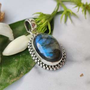 Déclaration Labradorite Pendentif Collier Pierres Précieuses Naturelles Bijoux en Argent Sterling pour Femmes - Product Image 4