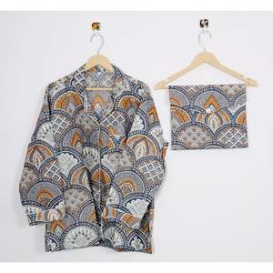 Conjunto de pijama de algodón 100% con estampado Floral de verano para mujer, uso diario sostenible con decoración de botones, conjunto de noche con patrón floral - Product Image 4