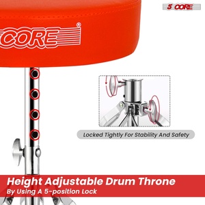 5Core Drum Throne Adjustable Guitar Stool Padded Seat + Drum <b>Practice</b> <b>Pad</b> Snare Drumming Stand - Product Image 4