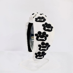 Indian Handmade Top Knotted Style <b>Headbands</b> for <b>Babies</b> Embroidered Hair Ornaments & Accessories with Seed Beads <b>Baby</b> Feet Design - Product Image 4