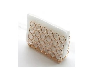 Servilletero con cuentas de diamante personalizado, diseños elegantes, servilletero de Metal para decoración de mesa de boda, utilizado para sujetar pañuelos - Product Image 1