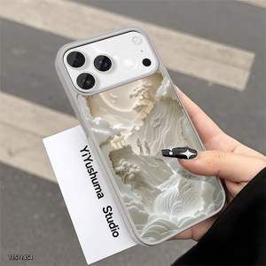 Coque de téléphone magnétique à sublimation Shanshui pour 17 Pro Max, en TPU souple, motif floral blanc, unisexe - Product Image 5