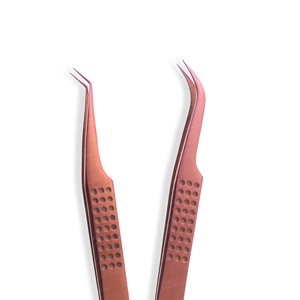 Pince à épiler semi-courbée avec logo personnalisé, pointe en fibre, marque privée, acier inoxydable, pince à épiler pour extensions de cils - Product Image 4