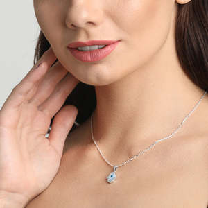 Collier pendentif main Hamsa et œil protecteur en argent sterling 925 - Charme tendance - Product Image 3