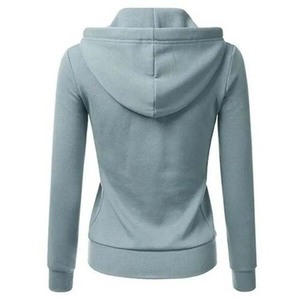 Sweat à capuche de haute qualité pour femme, broderie imprimée, fermeture éclair, matière polaire, hiver, couleur personnalisée, cordon de serrage - Product Image 2