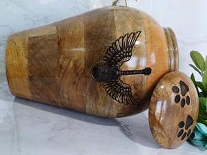 <b>Wooden</b> Cremation <b>Urns</b> <b>for</b> <b>Ashes</b> Adult Male/Female Guitar & Wing Pattern Engrave Decorative <b>Urns</b>-<b>Wooden</b> Cremation <b>Urn</b> Funeral - Product Image 4