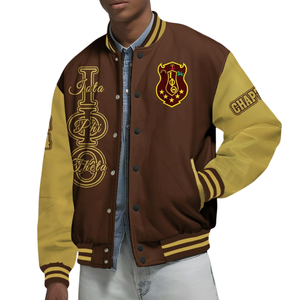 Iota Phi Theta 1963 Letterman <b>Jacket</b> Varsity <b>Jacket</b> Brown Gold Greek <b>Life</b> Fraternity Apparel Classic University Style - Product Image 1