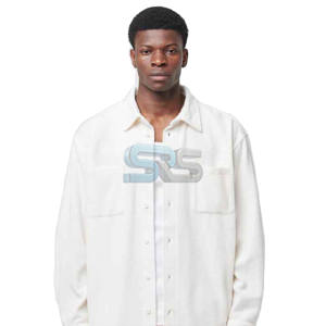 เสื้อเชิ้ตแขนยาวผ้าสักหลาดผ้าฝ้ายสำหรับผู้ชาย, เสื้อเชิ้ตสตรีทแวร์เนื้อผ้าแห้งเร็วระบายอากาศได้ดีโลโก้ตามสั่งขนาดพิเศษ - Product Image 1