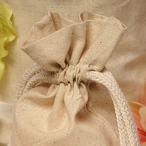 Organic Cotton Muslin Flat Bottom <b>Bags</b> with Embroidery Logo Screen Printing Flap Sealing for Clothing Storage Tea Dust Wigs - Product Image 3