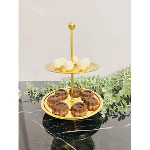 Support à gâteau en métal pour anniversaire avec support à gâteau poli or de l'exportateur indien nouveauté - Product Image 1