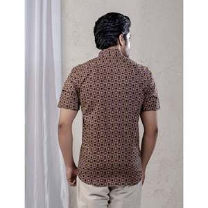 Camisa Casual de Algodón para Hombre, Manga Corta, Estampada, 100% Popelina, Patrón Geométrico, Suministro ODM, Talla XL - Product Image 6