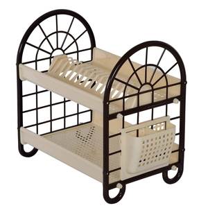 ANAX Étagère à vaisselle autoportante en plastique brun à 2 niveaux pour la cuisine, qualité supérieure, plastique vierge, design durable - Product Image 4