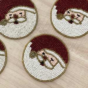 Handmade Glass <b>Beaded</b> <b>Coasters</b>-Classic Portable Drink <b>Coasters</b> with Polyester Backing (4x4 Inch) for Church & Religious Gifts - Product Image 1