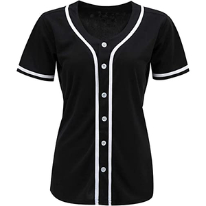 Jersey de béisbol con botones Hip Hop negro sólido personalizado para mujer al por mayor proveedor de camisetas de béisbol \ Softball de Pakistán - Product Image 5