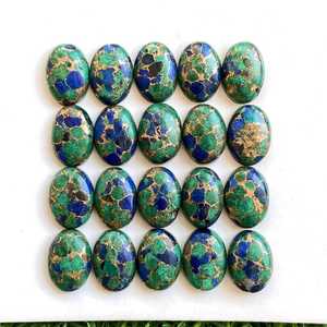 Natural Lapis Malachite Mix Copper Oval Cabochon 14x10mm Loose Gemstone for Jewelry Making Ring Pendant Bracelet Craft - Product Image 2